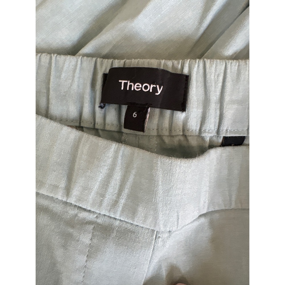 Theory Womens Linen Suit Set Seafoam Green Eco Crunch Jacket 6 Treeca Pants 6 - Picture 3 of 12